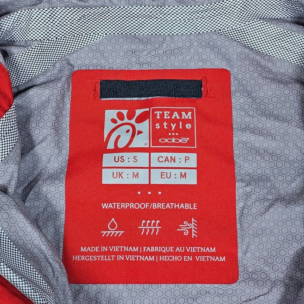 Chick-fil-A Waterproof Jacket Mens Small Red Full Zip Employee Hoodie Drive-Thru